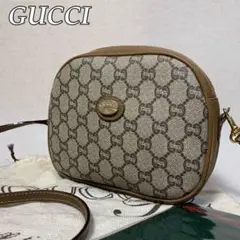411B21|美品|グッチプラス GGスプリーム ポシェット PVC×本革 茶