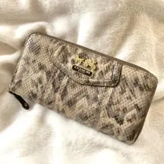 コーチ COACH 長財布 レザー パイソン 型押し加工 ラウンドファスナー
