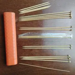 木製棒針15本セット オレンジ収納ケース付き