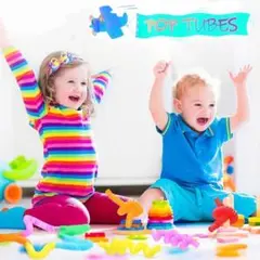 ポップチューブ つなげて遊ぶ DIY 知育 22CM マカロンカラー 9本入り