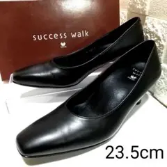 【着用1回✨】ワコール 23.5cm ブラック レザー フォーマル パンプス