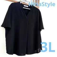 【新品未使用品】しまむらHinaStyleフレア袖ブラウス黒3L