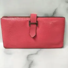 HERMES(エルメス)ベアン スフレ 二つ折り財布 ピンク KK247