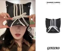 GENZERO 猫耳　リボン00ss  ブラック　キャスケット y2k 2025年最新】#000_GENZERO出品の人気アイテム - メルカリ