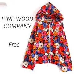 【1254】PINE WOOD COMPANY フード付パーカー　Free 花柄