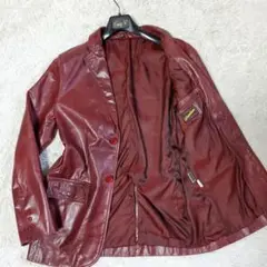 希少 Freedom バッファロー レザー テーラードジャケット L ボルドー