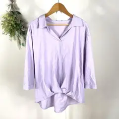 T1068 ラムラル　シャツ　L 美品　体型カバー　パステル　パープル　セール