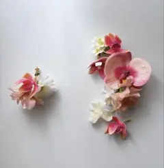 高級造花　アーティフィシャルフラワー　イヤーカフ　ウェディング　ピンク