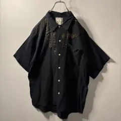 90's 00's オーバーサイズ 麻 シャツ 黒 春夏 オープンカラー