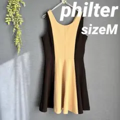 philter【M】ノースリーブワンピース　バイカラー　膝丈フレア