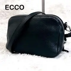 極美品✨ECCO エコー レザー ショルダーバッグ 斜め掛け シボ革 ブラック