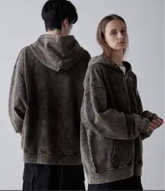 完売品【CLEL 】 ヘビーウェイト ロゴ刺繍フルジップパーカー