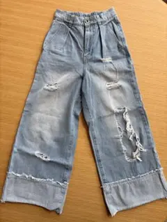 ライトブルーダメージロングパンツ