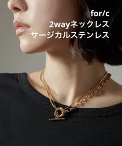 【サージカルステンレス】for/c 2WAYロングネックレス　ゴールド