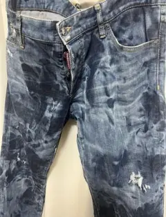 DSQUARED2 SLIM JEAN インディゴ　アイスブルー　リメイク加工