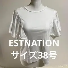 ESTNATION フリル袖 ホワイト Tシャツ トップスM (0553)
