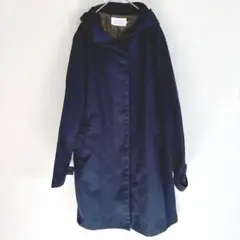 Samansa Mos2 美品　トリミングコート　フード付きMサイズ 青