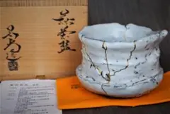 希少作★兼田昌尚★萩茶碗【銘：やぶれかぶれ】★共箱・金継 灰被刳貫茶碗（兼田昌尚）Hagi Tea Bowl（Masanao Kaneta