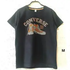 CONVERSE コンバース ロゴ Tシャツ スニーカー ブラック US古着 M