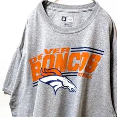 NFLデンバーブロンコス ロゴ Tシャツ グレー 灰色 XL 古着