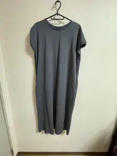 グレー 半袖 ロングワンピース