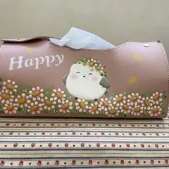 テッシュボックスカバー。シマエナガ。 トールペイント。