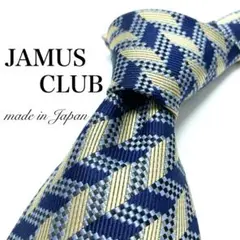 【極美品】JAMUS CLUB ネクタイ 新品同様 ストライプ 青 金 国産品