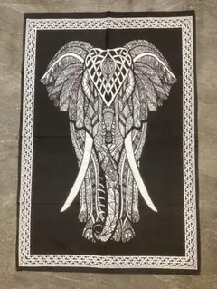 ボヘミアン風象デザイン綿生地 107cmx73cm