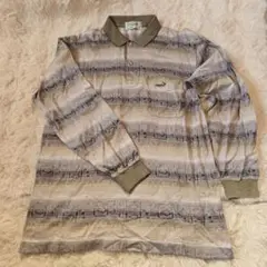 Lacoste 長袖ポロシャツ グレー系 ストライプ