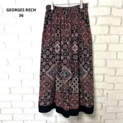 【美品】　GEORGES RECH ガウチョパンツ　日本製　総柄　ウエストゴム