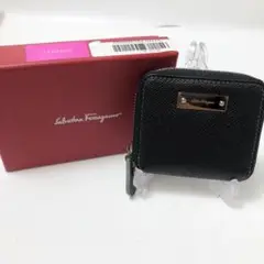 【未使用保管品】10B241/フェラガモ/コインケース/小銭入れ/レザー/黒