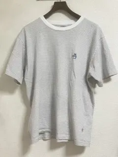 ストライプ 半袖Tシャツ 刺繍キャラクター