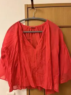 MACPHEE 赤 コットン 36 シフォンブラウス