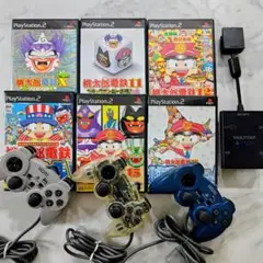 【PS2】桃太郎電鉄シリーズ6本とコントローラー3個、マルチタップセット