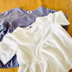 【再値下げ】半袖コットンティアードブラウス　色違い 2枚セット