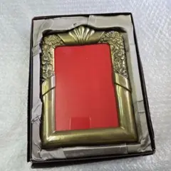 イタリア製　アンティーク　金属製　花模様フォトフレーム