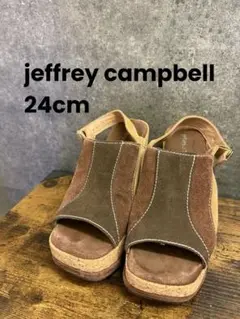 ジェフリーキャンベル サンダル バックストラップ ウェッジ 厚底 茶 24cm