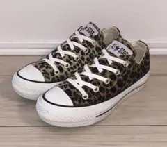 22cm 良品 CONVERSE ALLSTAR OX レオパード柄 ロー 厚底
