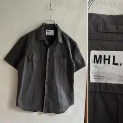 美品 MHL. コットンリネン オープンカラーシャツ マーガレットハウエル