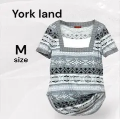 York land ヨークランド 美品 ニット柄プリント カットソー 半袖