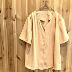 【シスベイル】ブラウス　Ｖネック　半袖　小さいサイズ　綺麗め　オフィス　オレンジ