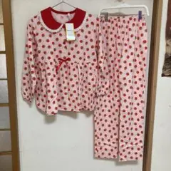 (新品)綿100%いちご柄女の子パジャマ150cm