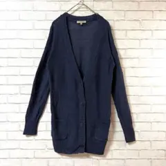 【UNIQLO/ユニクロ】リネンブレンド ロングカーディガン Mネイビー綿混