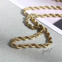人気　ロープチェーン　ネックレス　ゴールド　4mm サージカルステンレス