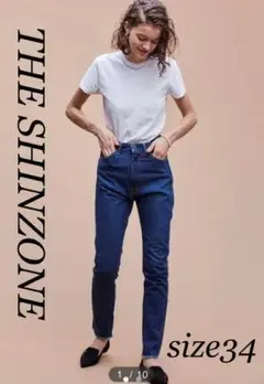 美品 SHINZONE シンゾーン スリムカットオフ デニム ブルー 34