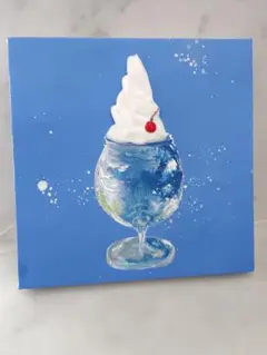 クリームソーダの絵画　　夏休み工作　ハンドメイド　立体もりもりアート
