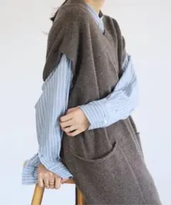 イエナ IENA ウールカシミア ロングジレ グレー 新品未使用
