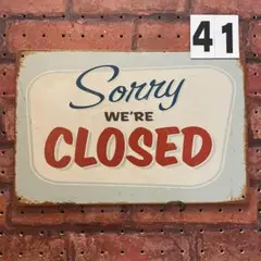 クローズ 閉店 CLOSED 《41》レトロ ブリキ 看板 ☻