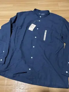 未使用　無印　洗いざらし　スタンドカラーシャツ　XL