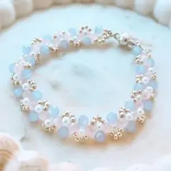 ビーズ ブレスレット パール ピンク パープル シルバー 即購入◎ ハンドメイド